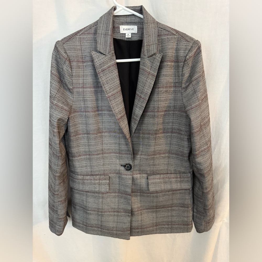 Evereve Classic Gray Plaid Blazer
